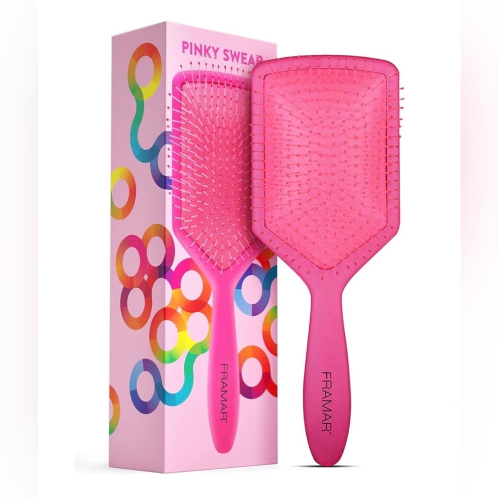 FRAMAR Professional Wet Dry Paddle Hair Brush Detangling Brush Pinky Swear Pink